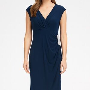 London Times Deep Blue Midi Dress